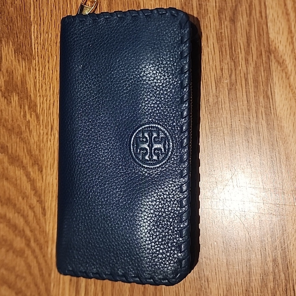 Tory Burch Dark Blue Leather Clutch